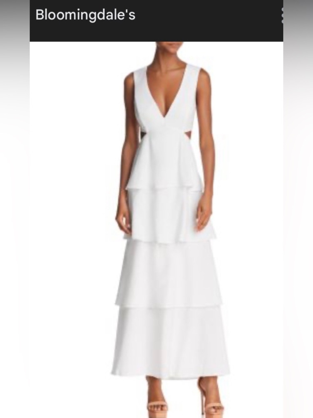Bardot Ivory Tiered V-Neck Maxi Dress with cut outs